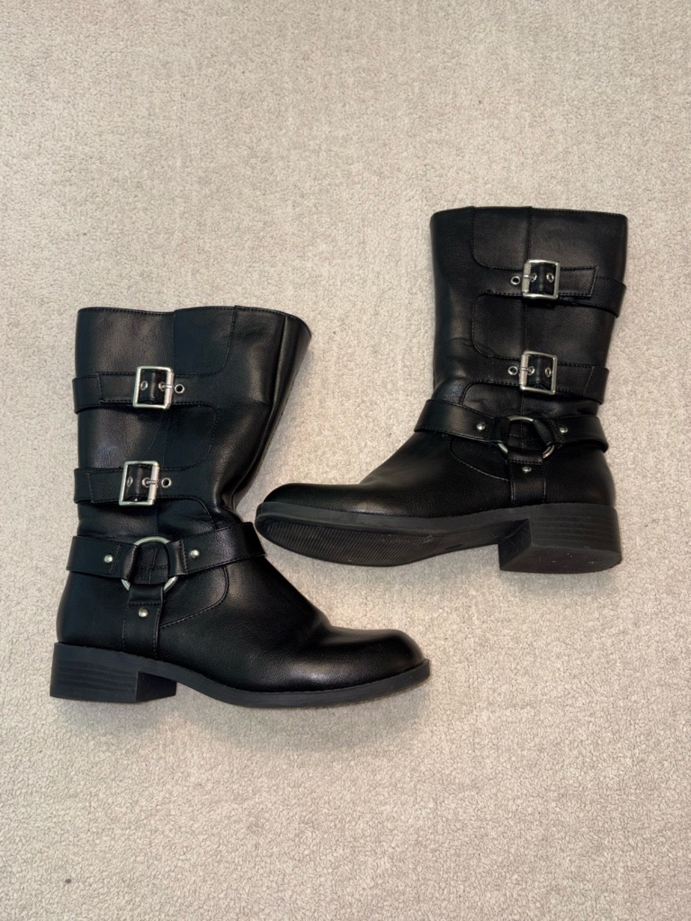 Art Class Black Buckle Moto Boots - Girls/Youth Size 5 (Fits Women’s 6.5-7)